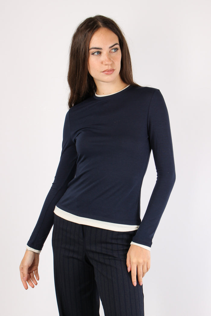 Maglia Jersey Bicolor Blu/grigio-2