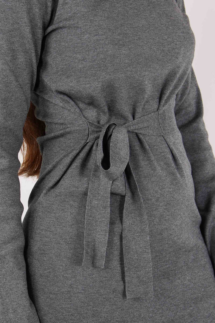 Caritea Abito Maglia Fiocco La Grigio-8