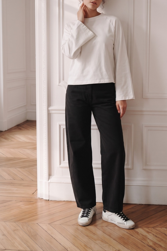 T-shirt Cotone Manica Svasata Panna