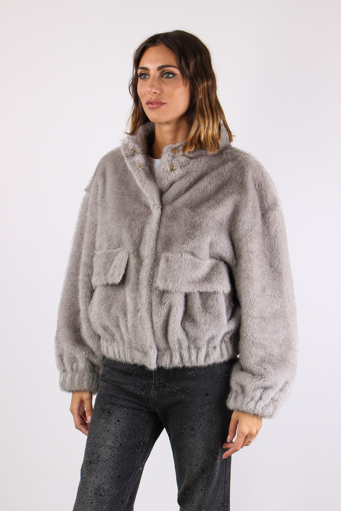 Bomber Pelliccia Silver Grey-4