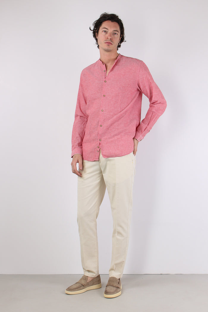 Camicia Lino Coreana Corallo-4