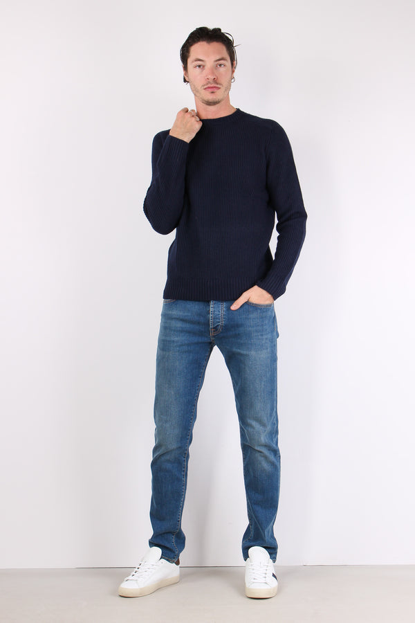 Maglia Giroccolo Misto Lana Poseidon Blue-2