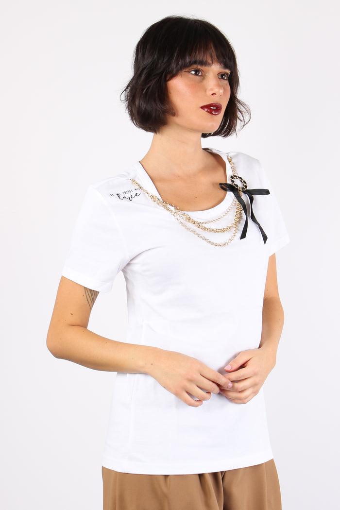 Annachiara T-shirt Collana White-4