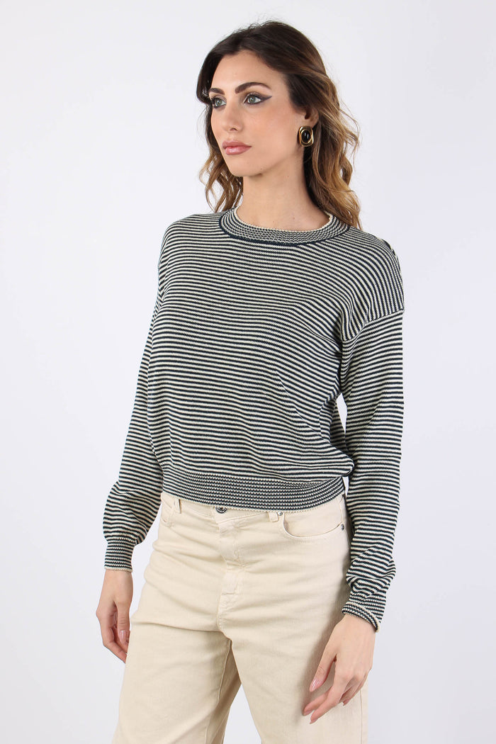 Wkdgiovane Maglia Riga Ecru/blu-6