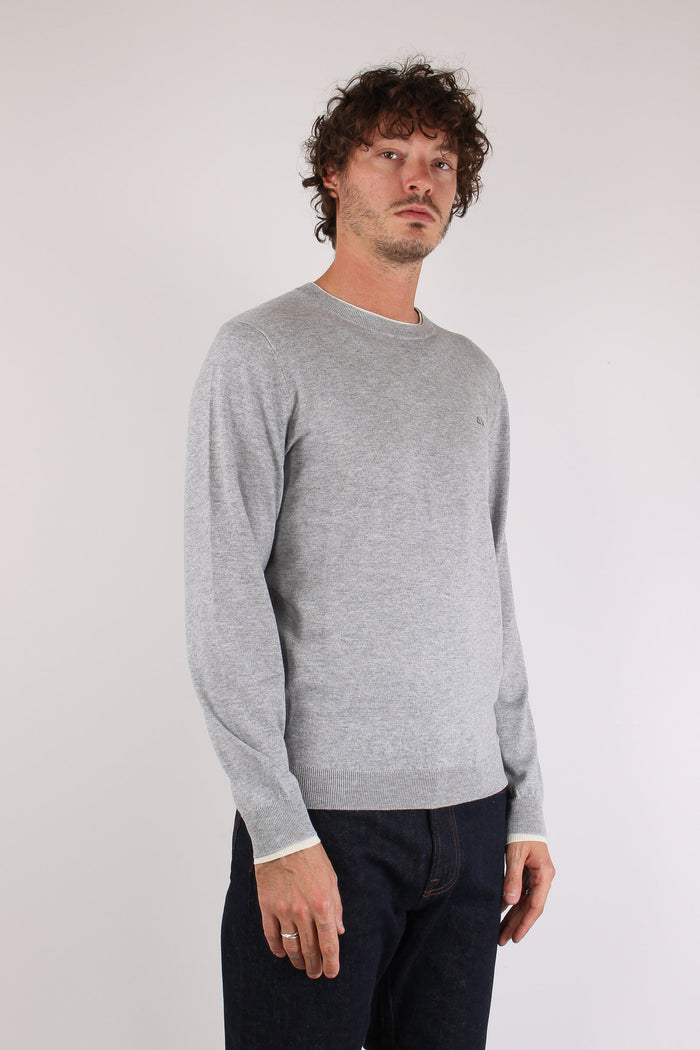 Maglia Girocollo Profilo Contrasto Grigio-6
