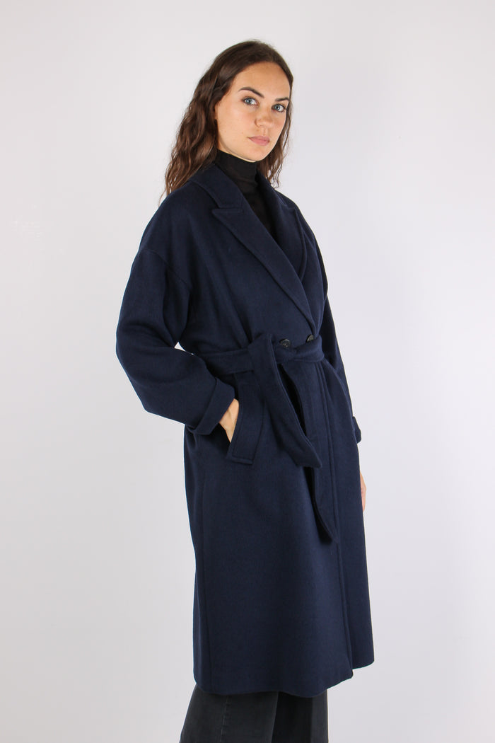 Mllsaggio Cappotto Lana Cintur Navy-4