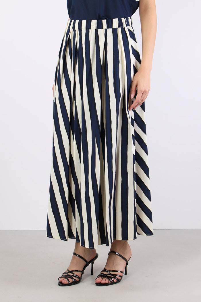Uomo Gonna Cotone Riga Bianco/blu-3