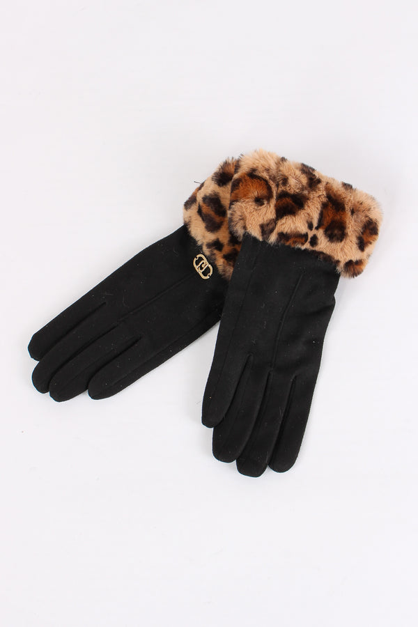 Guanti Effetto Scamosciato Animalier