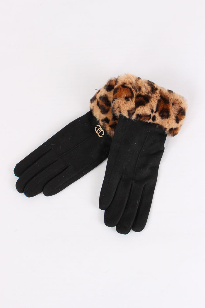 Guanti Effetto Scamosciato Animalier