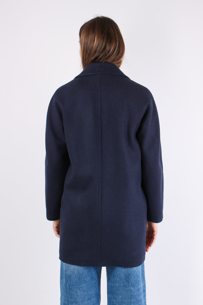 Cappotto Doppiopetto Misto Lan Blu-5