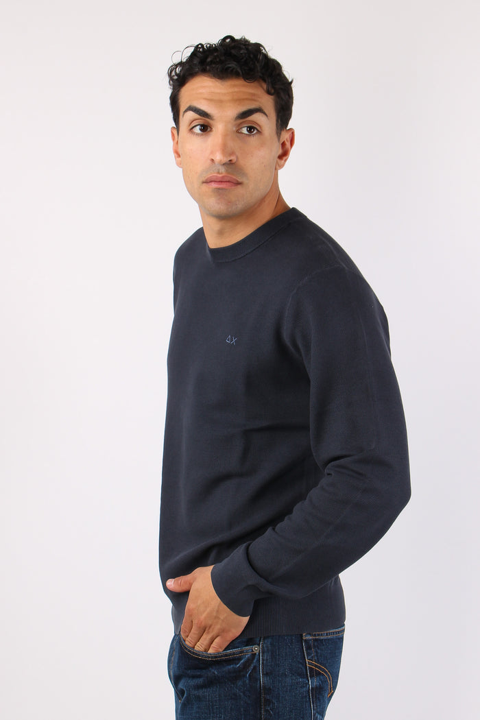 Maglia Girocollo Punto Riso Navy Blue-6