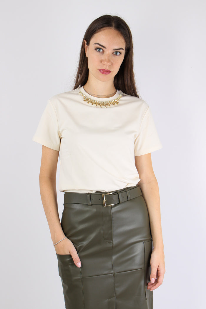 Mannea T-shirt Castoni Collo Bianco-4