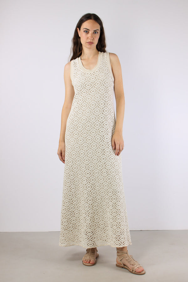 Abito Lungo Macrame Ecru-2