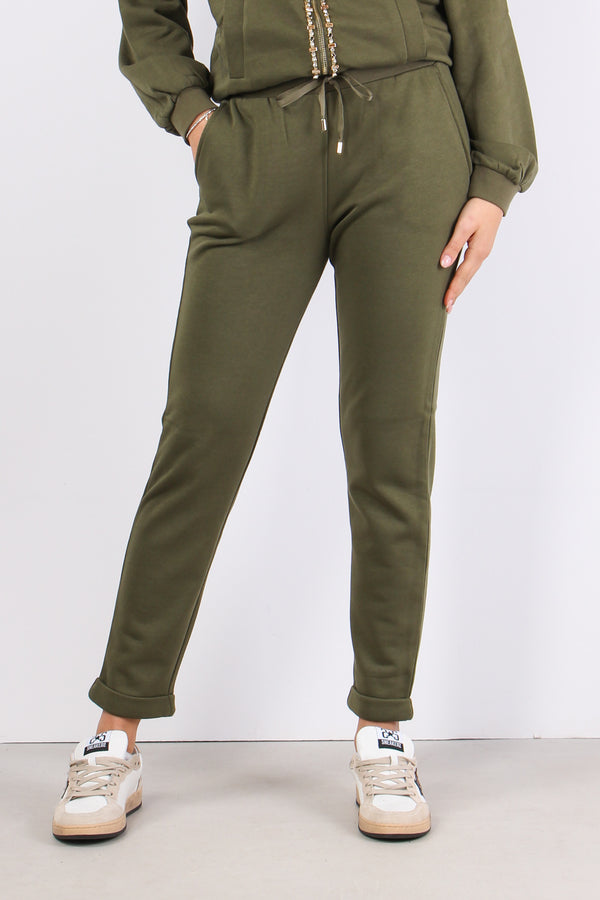 Pantalone Felpa Basico Olive Night-2