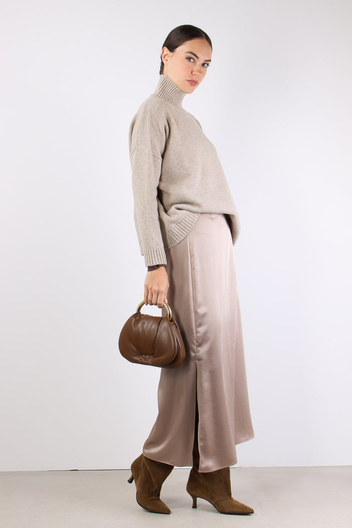 Angelo Gonna Raso Lunga Marron Glace-7