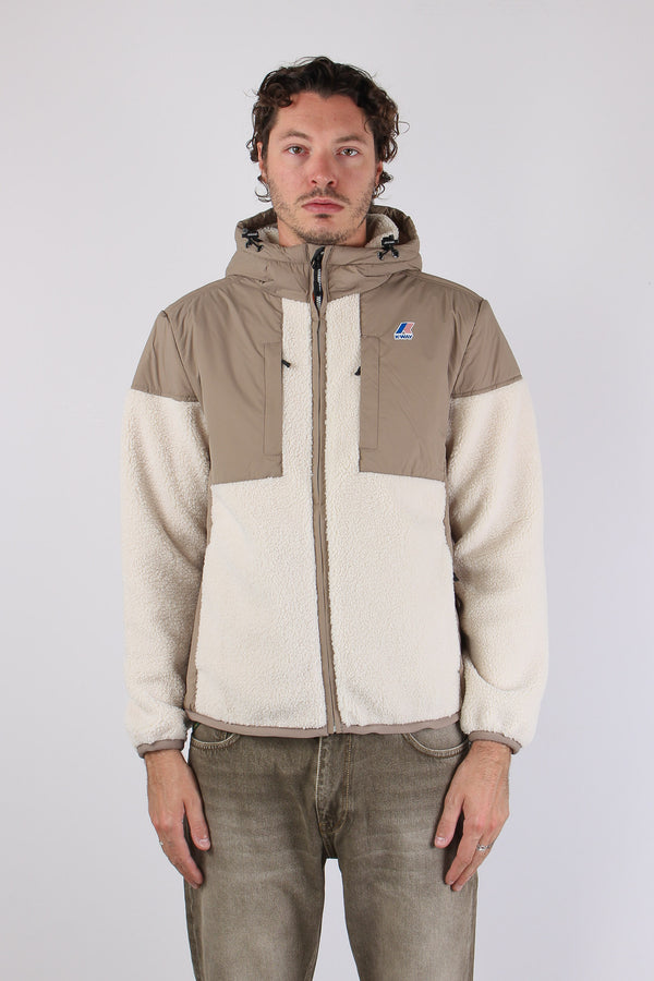 Giubbotto Cappuccio Inserto Teddy Beige/ecru-2