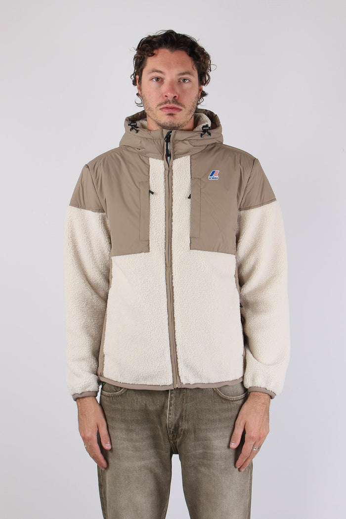 Giubbotto Cappuccio Inserto Teddy Beige/ecru-2