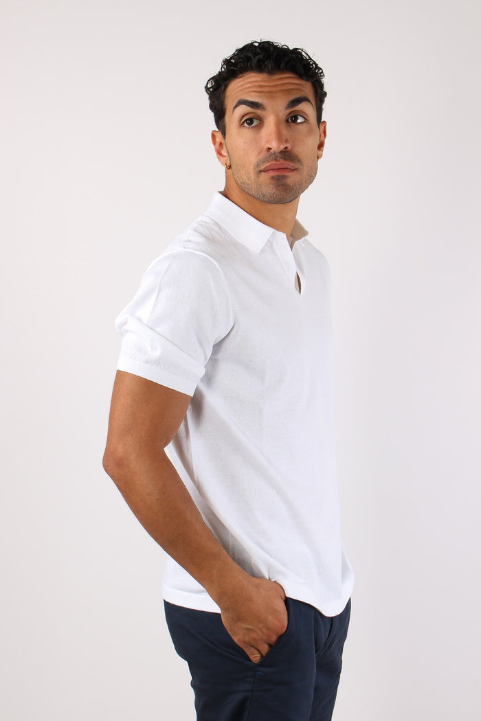 Polo Cotone Crepe Bianco-5