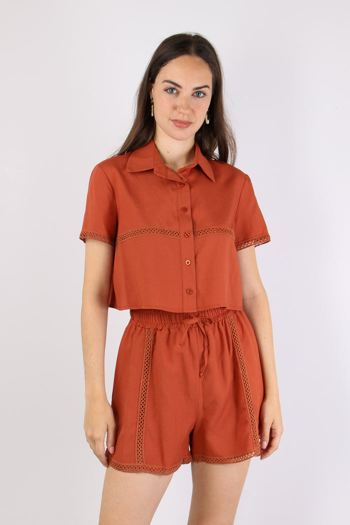 Camicia Corta Inserto Macrame Grondaia-3