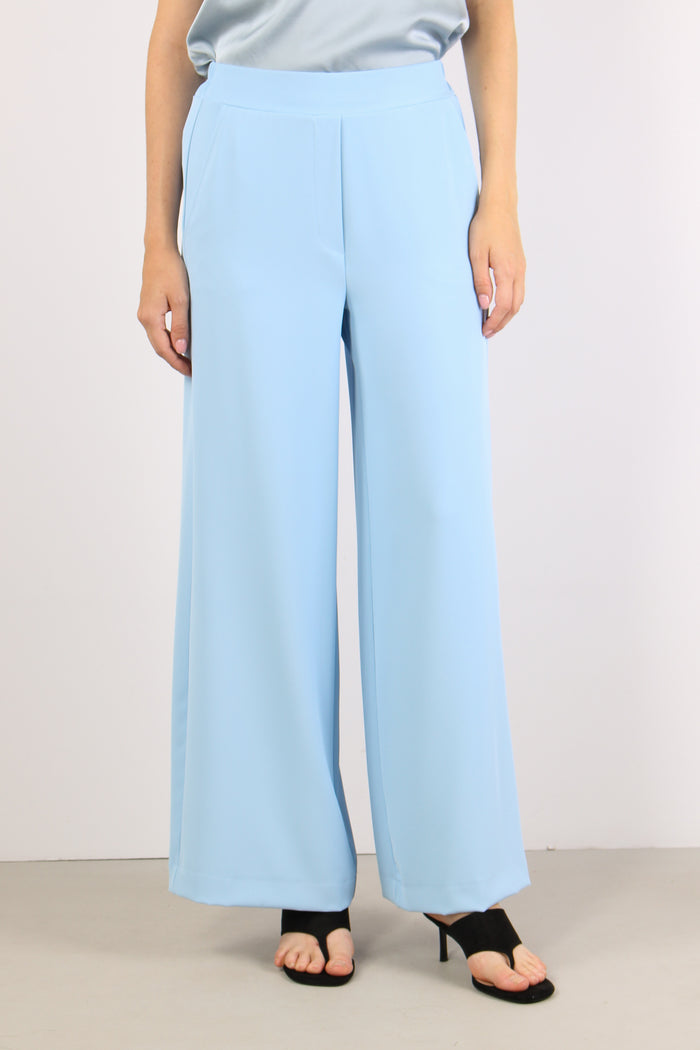 Pantalone Palazzo Fluido Azzurro-2