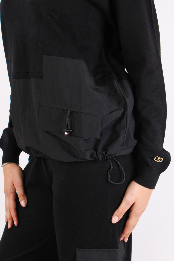 Maglia Inserto Nylon Tasche Nero-7