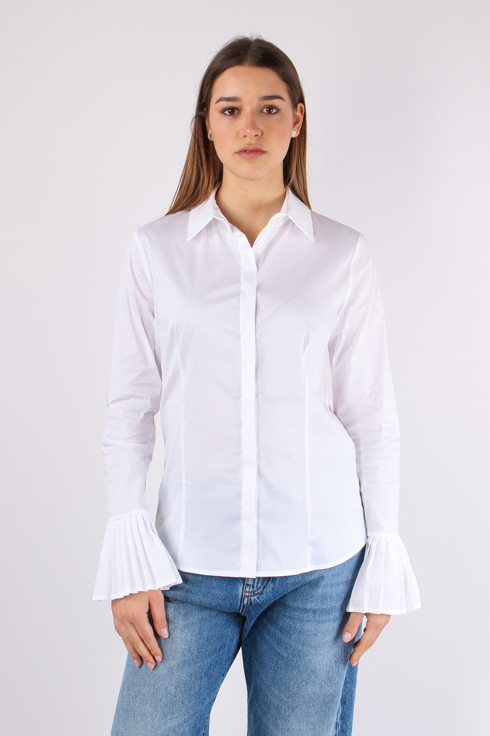 Camicia Manica Plisse Bianco-4