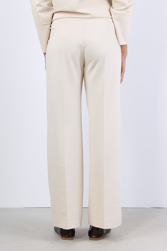 Pantalone Cropped Punto Milano Crema-4
