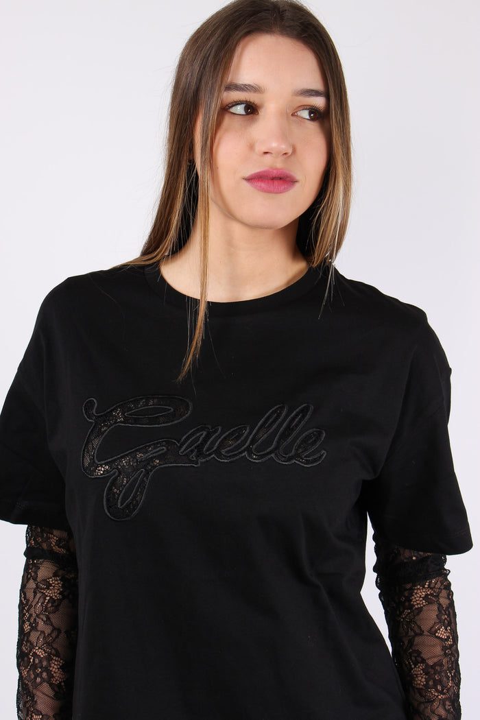 T-shirt Logo Pizzo Nero-8