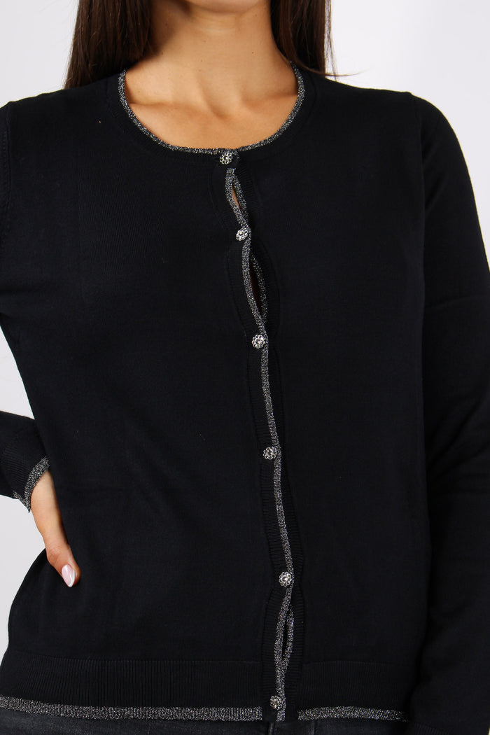 Cardigan Viscosa Profilo Lurex Nero-10