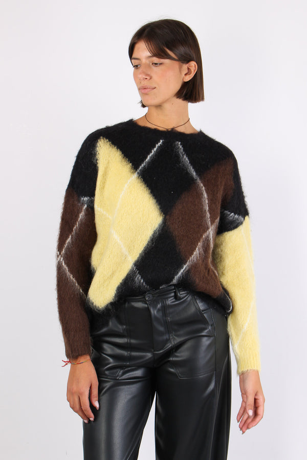 Maglia Garzata Maxi Rombo Nero/moro/giallo-2