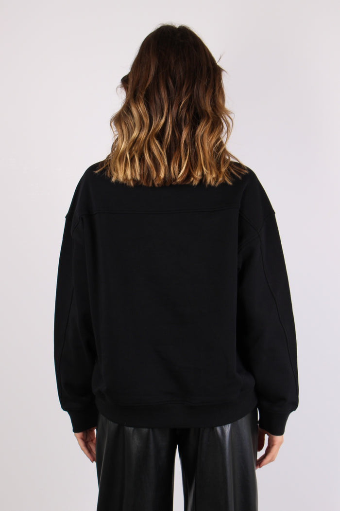 Nelly Felpa Logo Strass Nero Limousine-4