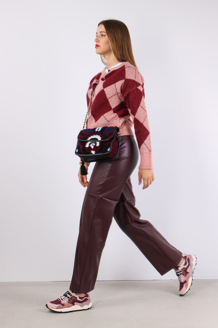 Cardigan Intarsi Rombi Rosa/bordeaux-6