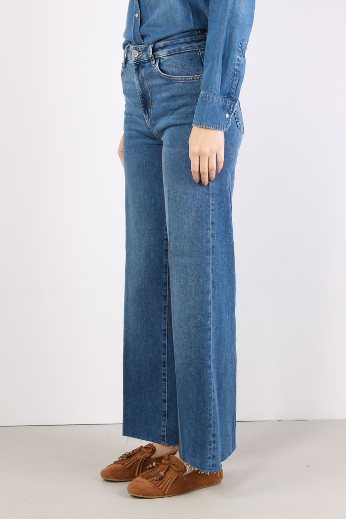Jeans Flare Basico Denim Scuro-7
