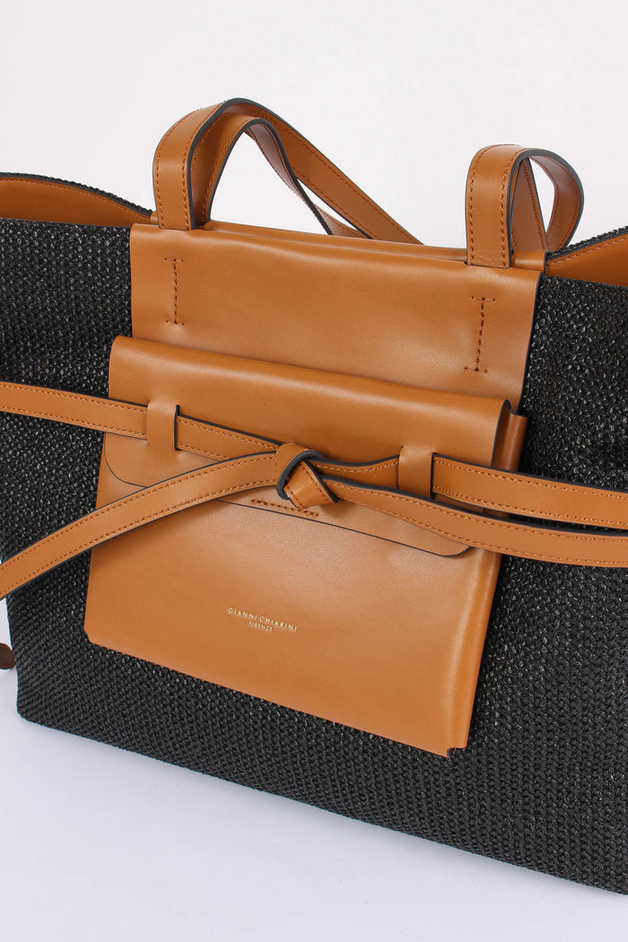 Belty Shopping Rafia Nero/cuoio-4