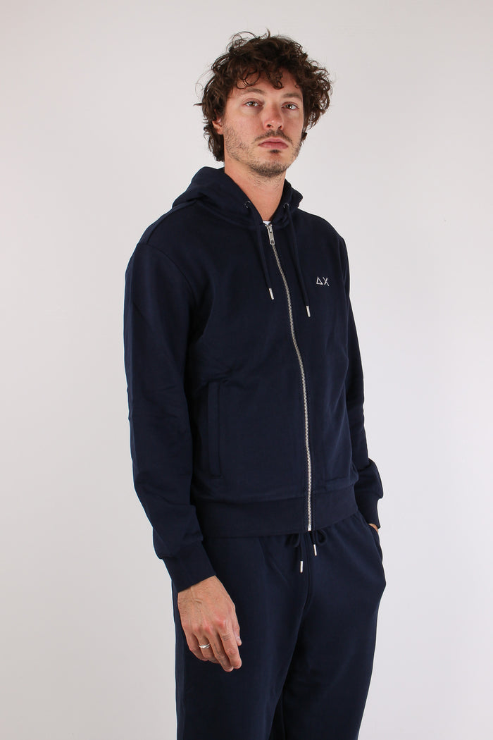 Felpa Full Zip Cappuccio Navy Blue-6