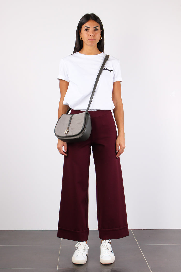 Pantalone Cropped Risvolto Bordeaux-5