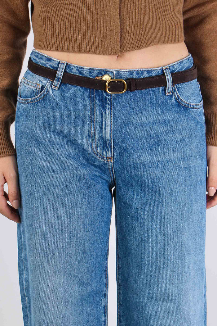 Denim Palazzo Cintura Blu Vintage-8