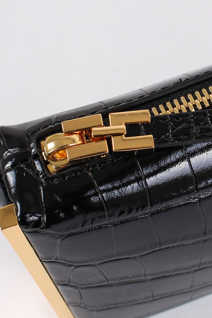 Clutch Stampa Cocco Grande Nero-7