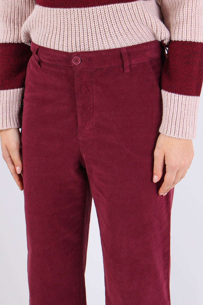 Pantalone Cropped Velluto Mill Bordeuax-7