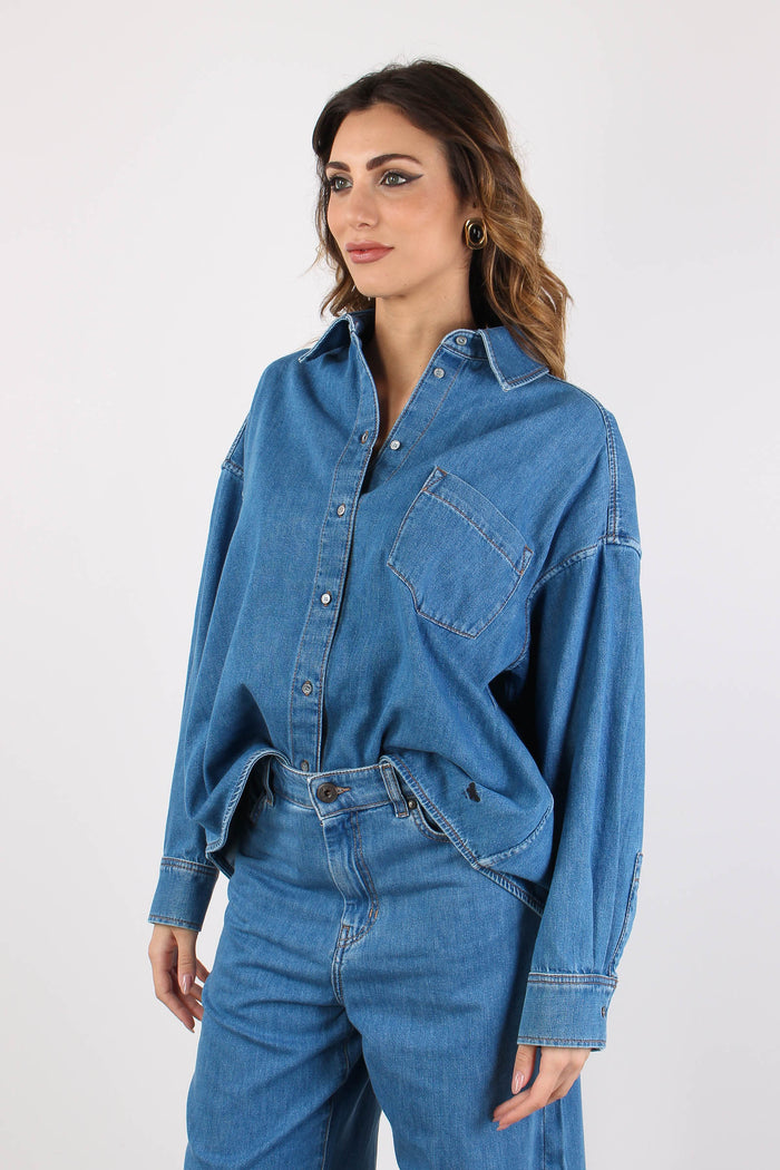 Wkdfoggia Camicia Over Denim Indaco Medio-7