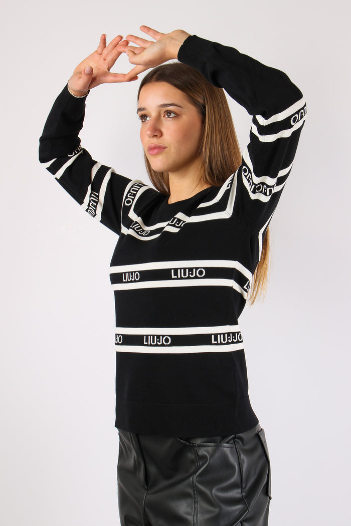 Maglia Ml Girocollo Riga Nero/bianco-6