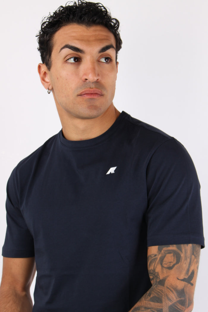 T-shirt Basica Logo Contrasto Blue Depth-7