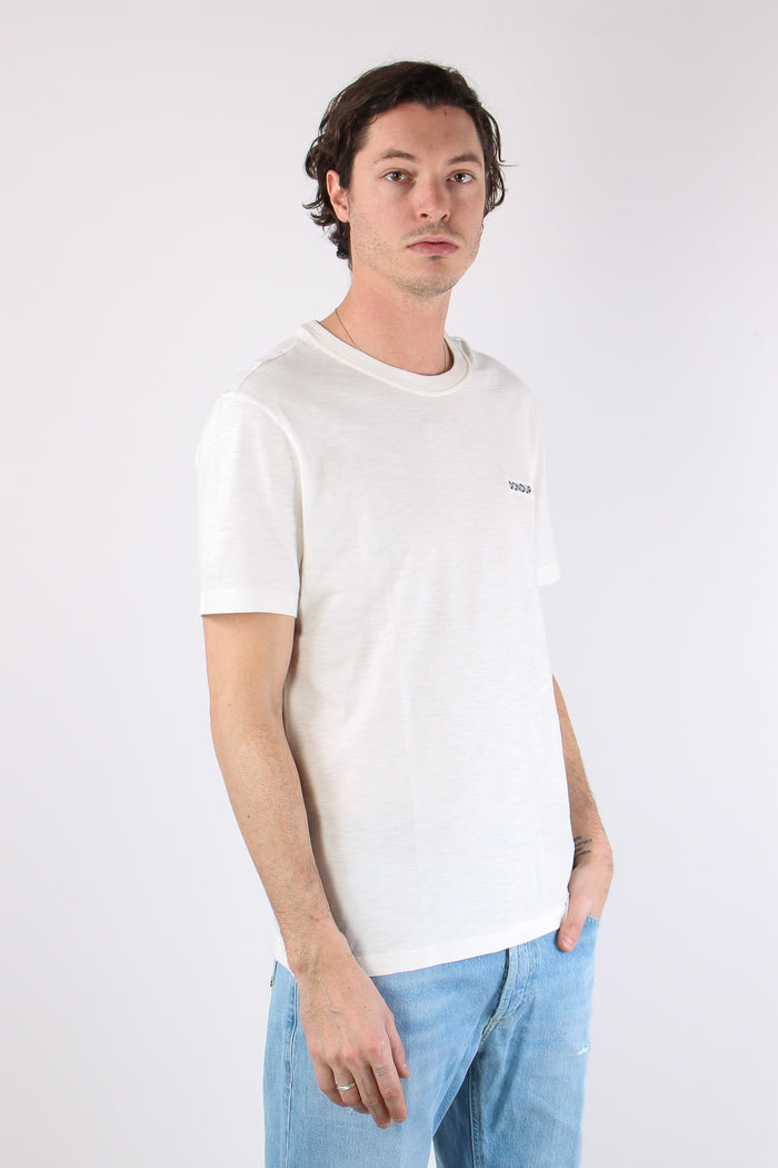 T-shirt Cotone Fiammato Logo Patch Alabastro-7