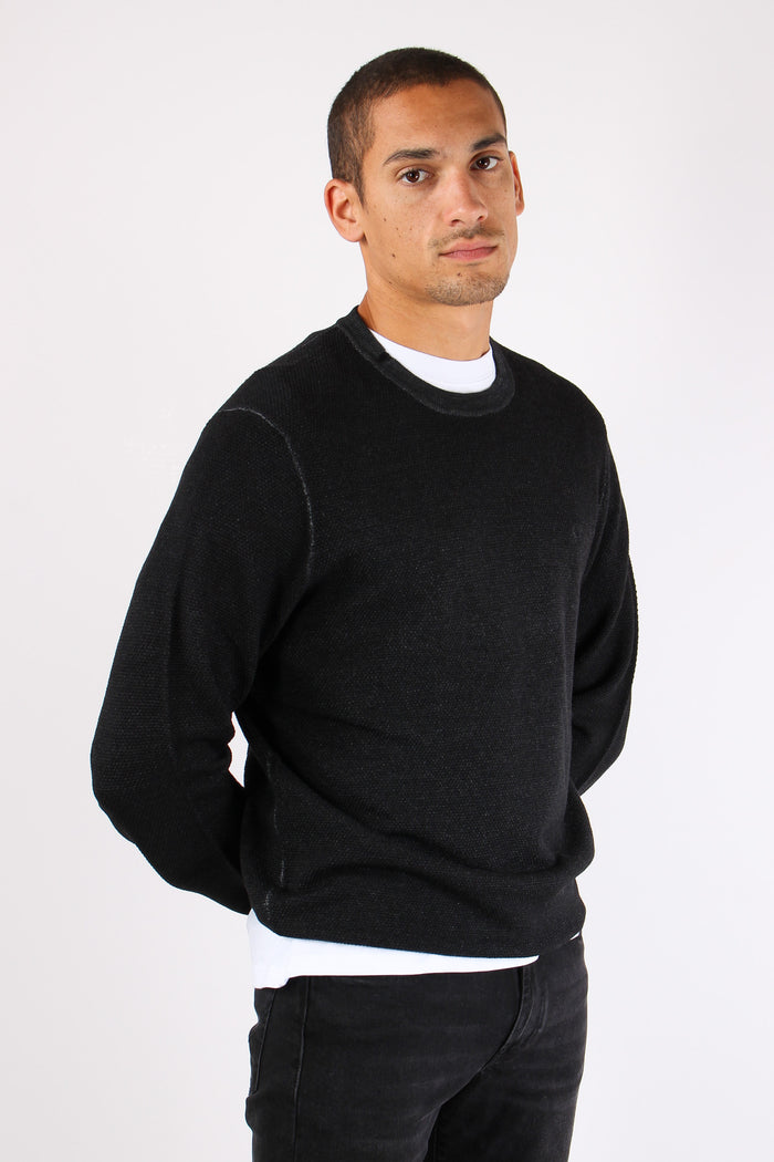 Maglia Lana Punto Riso Nero-6