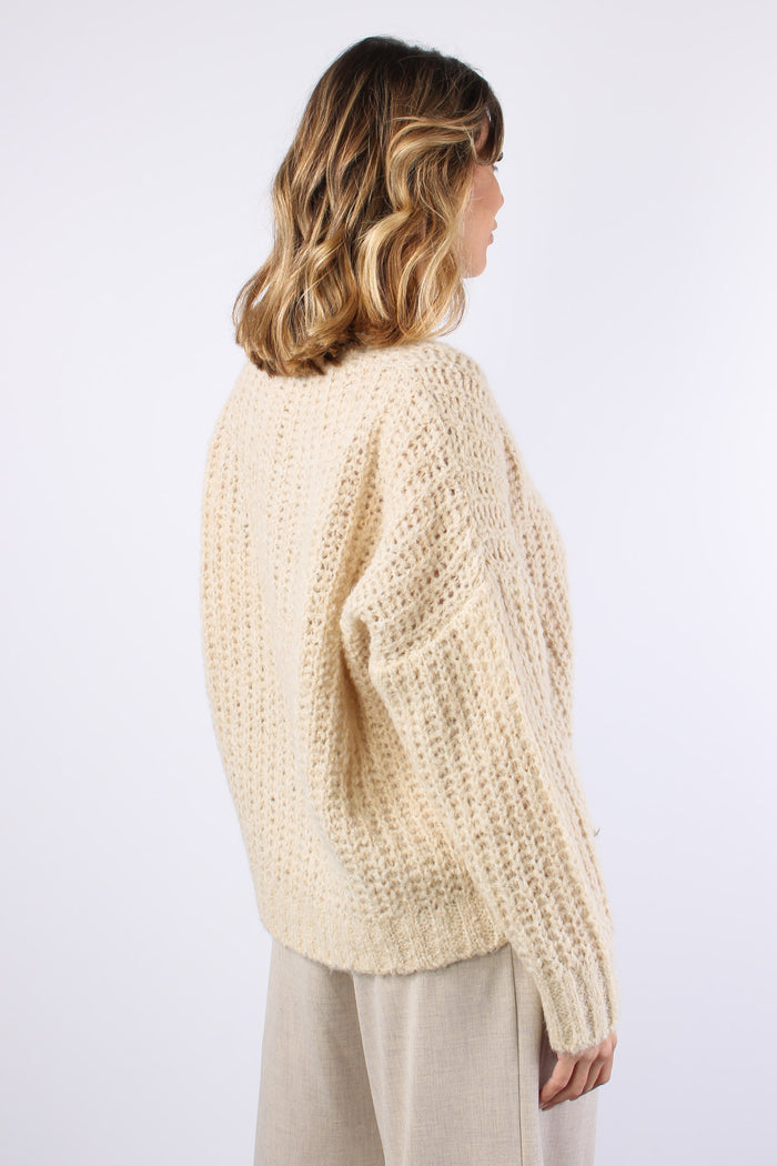 Maglia Misto Mohair Patch Orso Beige-6