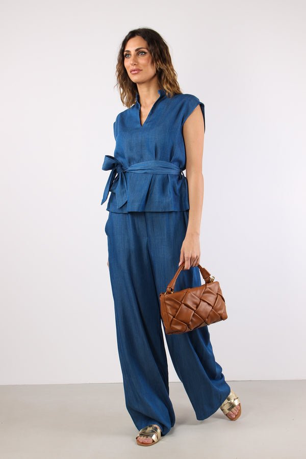 Camicia Smanicata Cinturata Ch Denim