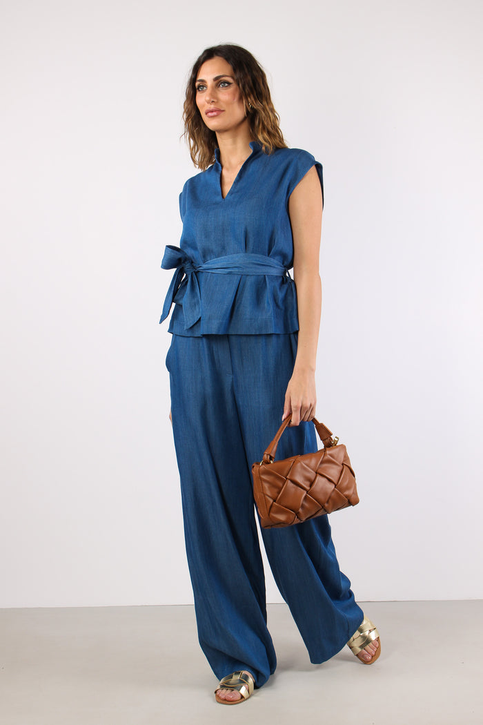 Camicia Smanicata Cinturata Ch Denim