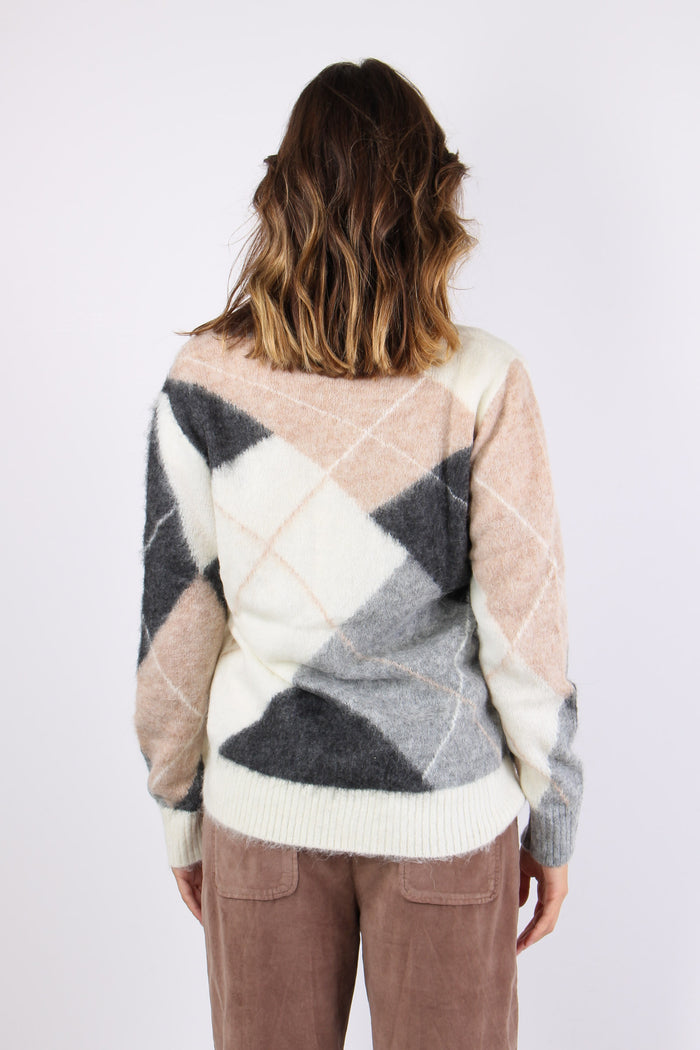 Cardigan Losanghe Rosa/grigio-4