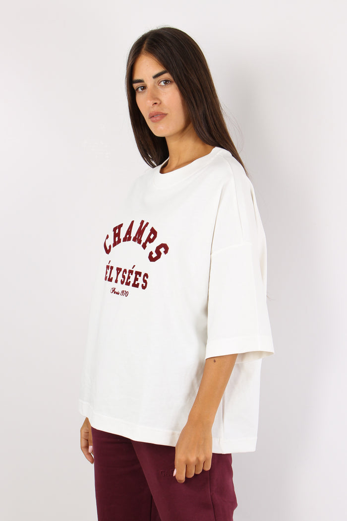 T-shirt Ricamo Flock Champs El Bianco/bordeaux-7
