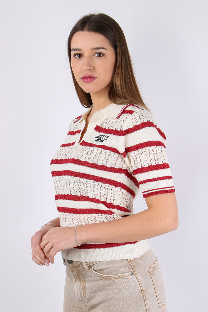 Polo Tricot Riga Lurex Rosso-6